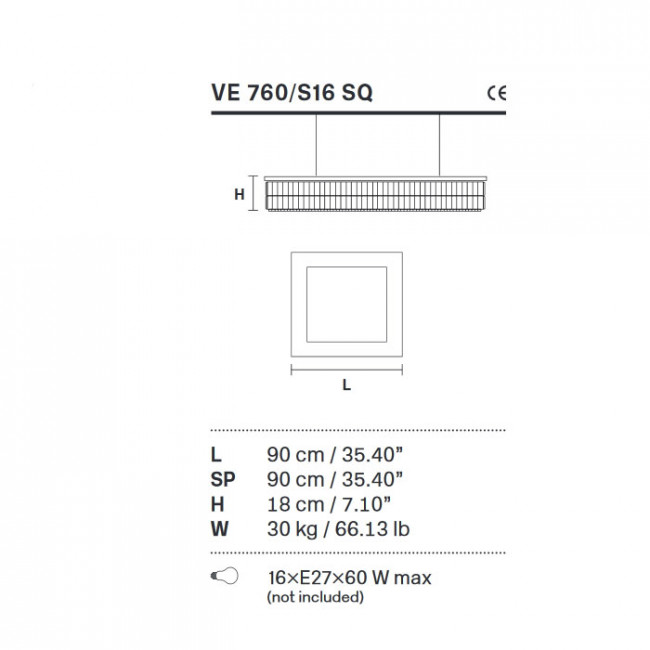 Подвесной светильник Masiero Impero & Deco VE 760/S16 SQ Cut
