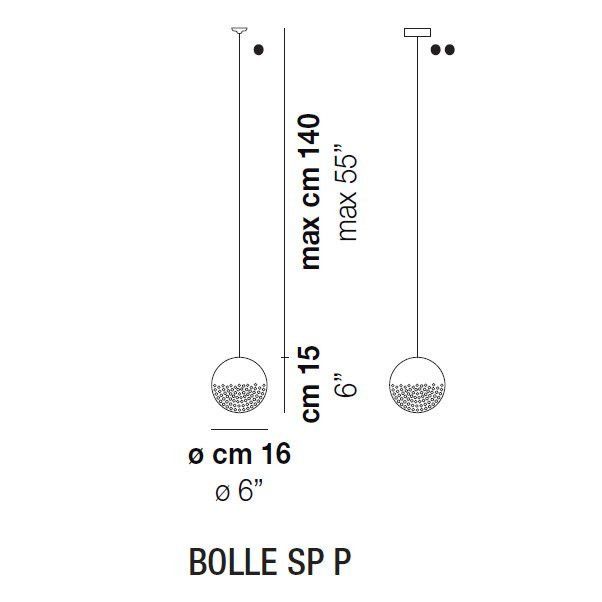 Подвесной светильник Vistosi Bolle SP P ALO CR/BO NI Подвесной светильник Vistosi Bolle SP P ALO CR/BO NI