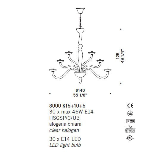 Люстра De Majo 8000 K15+10+5 080000K30 cristallo Люстра De Majo 8000 K15+10+5 080000K30 cristallo