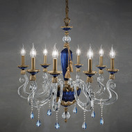 Люстра Euroluce Barocco L8 gold Blue Люстра Euroluce Barocco L8 gold Blue