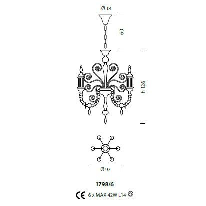 Люстра Sylcom Bucintoro 1798/6 PO CR.O