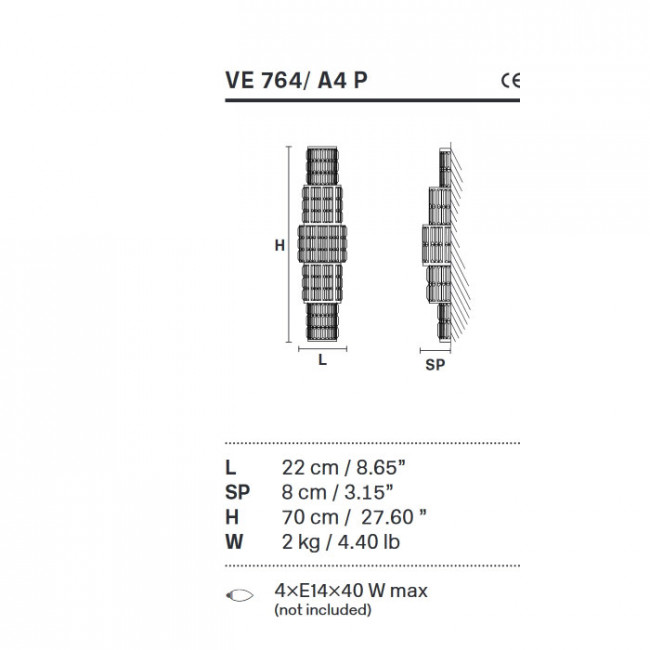Настенный светильник Masiero Impero & Deco VE 764 A4 P Cut Настенный светильник Masiero Impero & Deco VE 764 A4 P Cut