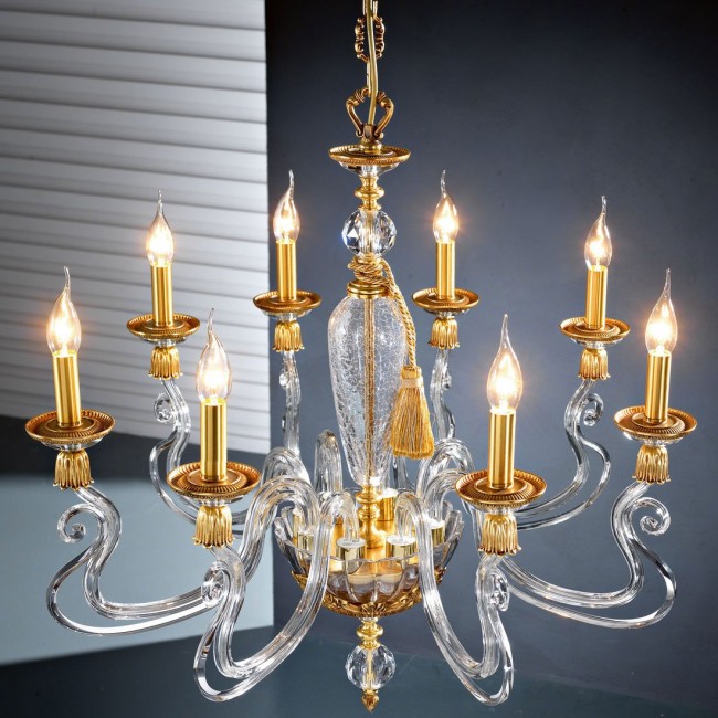 Люстра Euroluce Barocco L8 gold Clear