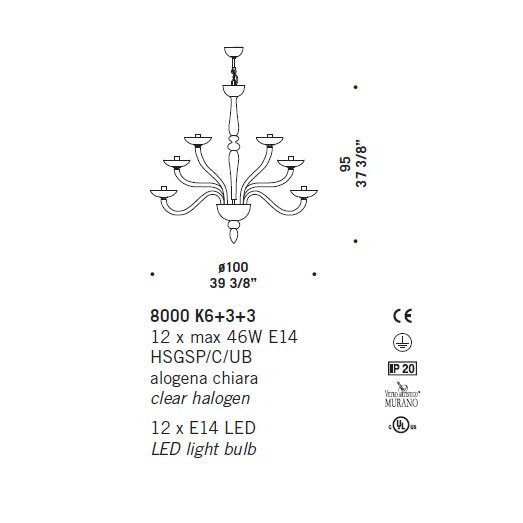 Люстра De Majo 8000 K6+3+3 080000K12 Люстра De Majo 8000 K6+3+3 080000K12