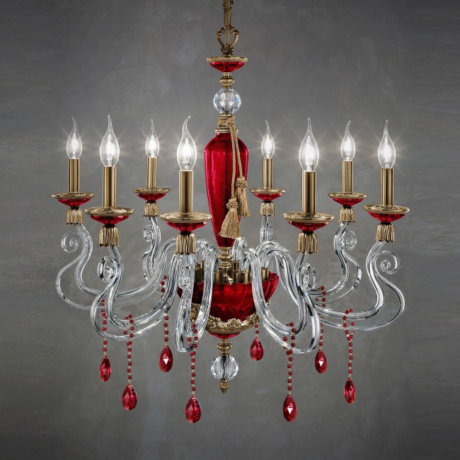 Люстра Euroluce Barocco L8 gold Ruby Люстра Euroluce Barocco L8 gold Ruby