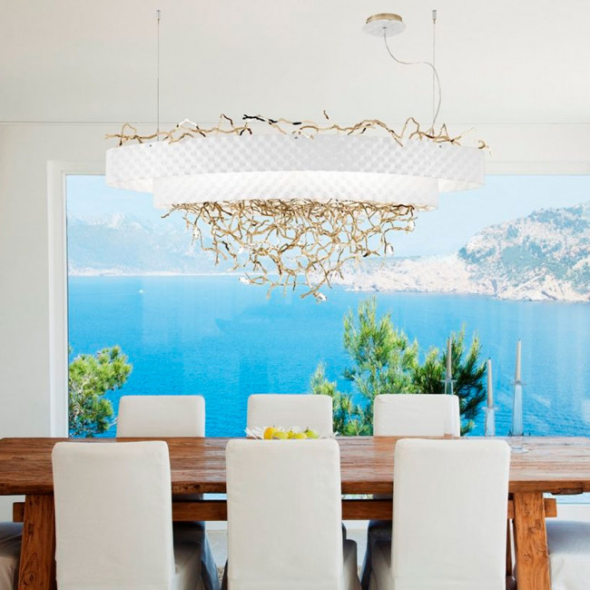 Подвесной светильник IDL Groovy 464/12 velvet white with light gold Подвесной светильник IDL Groovy 464/12 velvet white with light gold