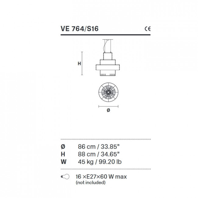 Подвесной светильник Masiero Impero & Deco VE 764/S16 Cut