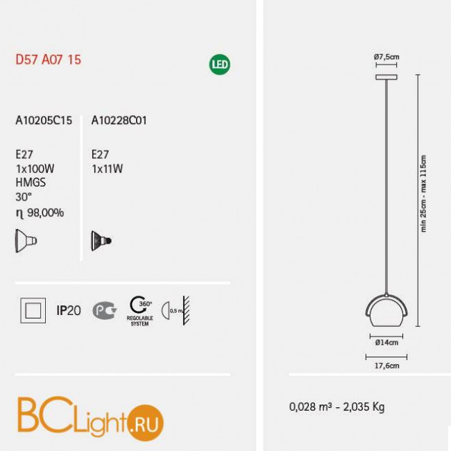 Подвесной светильник Fabbian Beluga Steel D57 A07 15