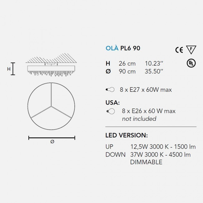 Потолочный светильник Masiero Ola PL6 90 F03 / Copper colors pendants Потолочный светильник Masiero Ola PL6 90 F03 / Copper colors pendants