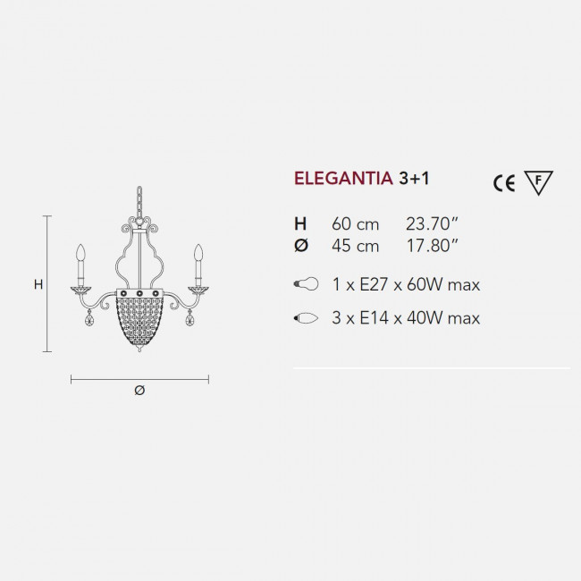 Люстра Masiero Elegantia 3+1 G03-G05 Half cut glass