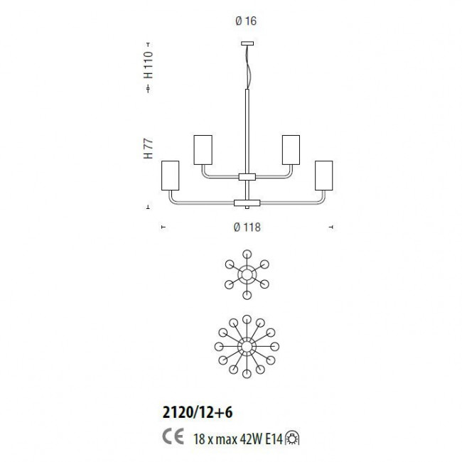Люстра Sylcom Can Can 2120/12+6 BLAMT Люстра Sylcom Can Can 2120/12+6 BLAMT