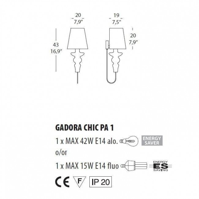 Бра Evi Style Gadora Chic PA1 ES0620PA22ORAL