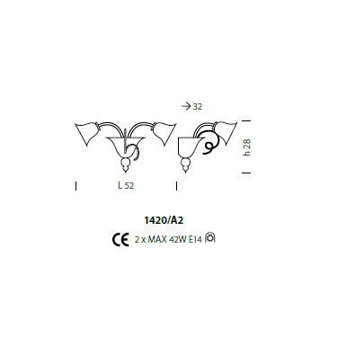 Бра Sylcom Venier 1420/A2 D CR.ORO