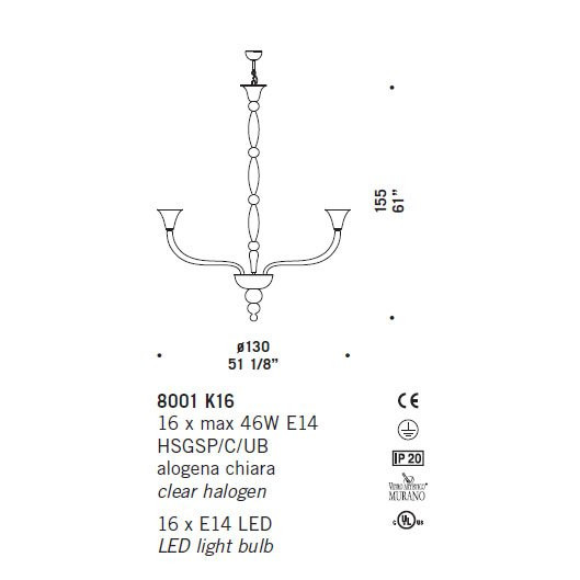 Люстра De Majo 8001 K16 080010K90 Люстра De Majo 8001 K16 080010K90