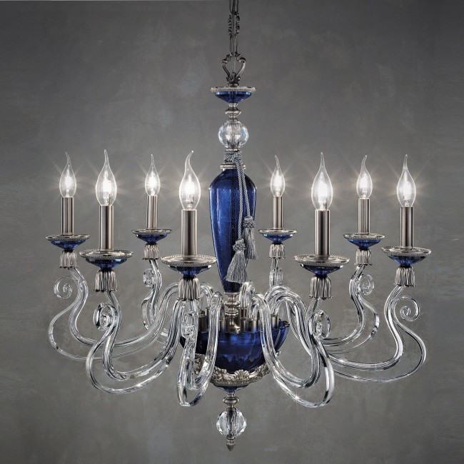 Люстра Euroluce Barocco L8 silver Blue Люстра Euroluce Barocco L8 silver Blue