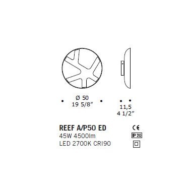 Настенный светильник De Majo REEF A/P50 ED 0REEF0A50 Настенный светильник De Majo REEF A/P50 ED 0REEF0A50