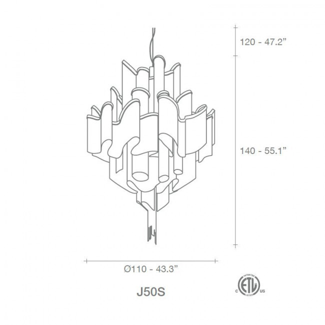 Подвесной светильник Terzani Stream J50S E7 C8 Подвесной светильник Terzani Stream J50S E7 C8