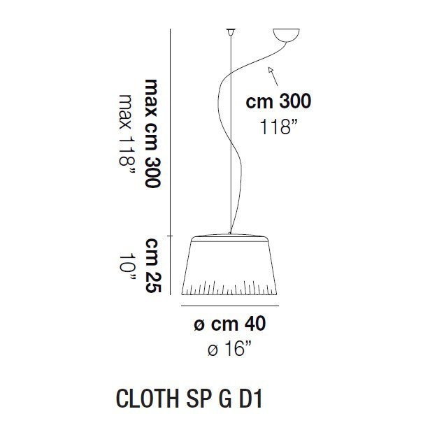 Подвесной светильник Vistosi Cloth SP G D1 E27 BC/CM CR Подвесной светильник Vistosi Cloth SP G D1 E27 BC/CM CR