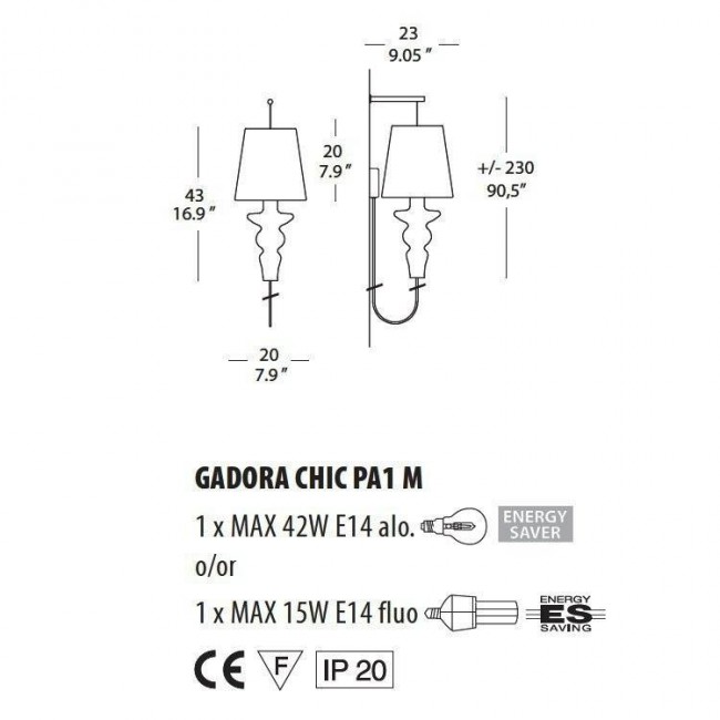 Бра Evi Style Gadora Chic PA1 M ES0621PA04BIAL Бра Evi Style Gadora Chic PA1 M ES0621PA04BIAL