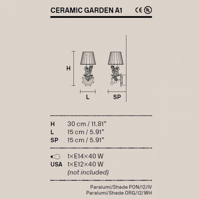 Бра Masiero Ceramic Garden A1 V13 / PON/12/IV