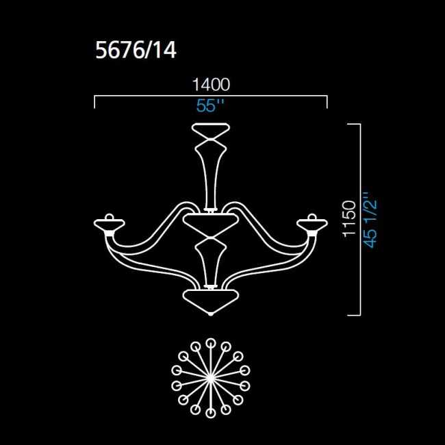 Люстра Barovier&Toso Windsor 5676/14/BE Люстра Barovier&Toso Windsor 5676/14/BE