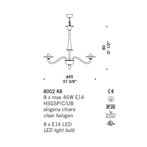 Люстра De Majo 8002 K8 080020K40 blue rim Люстра De Majo 8002 K8 080020K40 blue rim