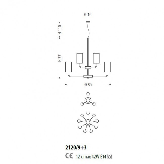 Люстра Sylcom Can Can 2120/9+3 BLAV