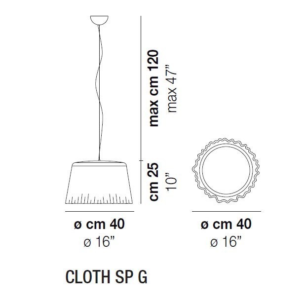 Подвесной светильник Vistosi Cloth SP G E27 BC/CM CR Подвесной светильник Vistosi Cloth SP G E27 BC/CM CR