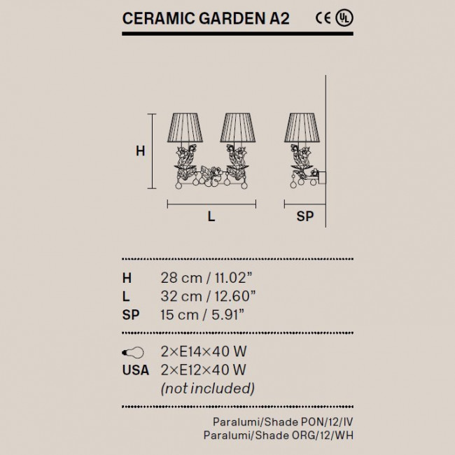 Бра Masiero Ceramic Garden A2 V13 / PON/12/IV