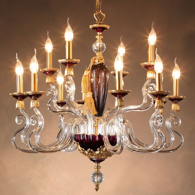 Люстра Euroluce Barocco L8+4 gold Amethyst Люстра Euroluce Barocco L8+4 gold Amethyst