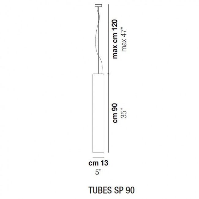 Подвесной светильник Vistosi Tubes SP 90 E27 FU NI Подвесной светильник Vistosi Tubes SP 90 E27 FU NI
