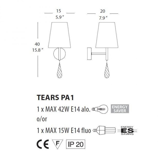 Бра Evi Style Tears PA1 ES0120PA22NEAL