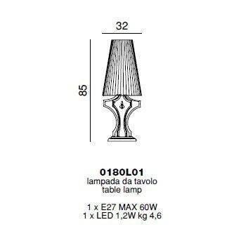 Настольная лампа Beby Prestige 0180L01 Chrome 024 Half Cut Plaque Настольная лампа Beby Prestige 0180L01 Chrome 024 Half Cut Plaque
