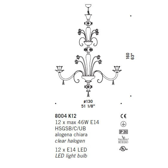 Люстра De Majo 8004 K12 080040K12 Люстра De Majo 8004 K12 080040K12