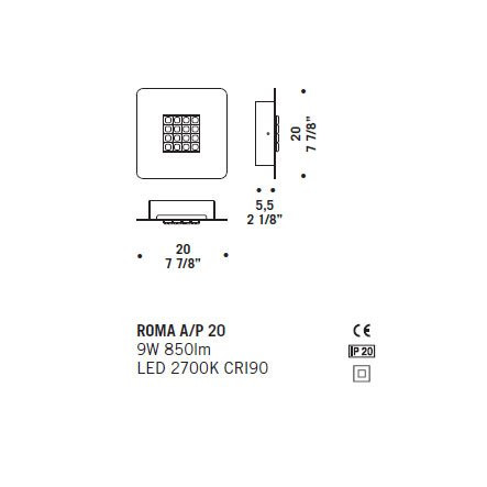 Настенный светильник De Majo ROMA A/P 20 ED 0ROMA0A10 Настенный светильник De Majo ROMA A/P 20 ED 0ROMA0A10