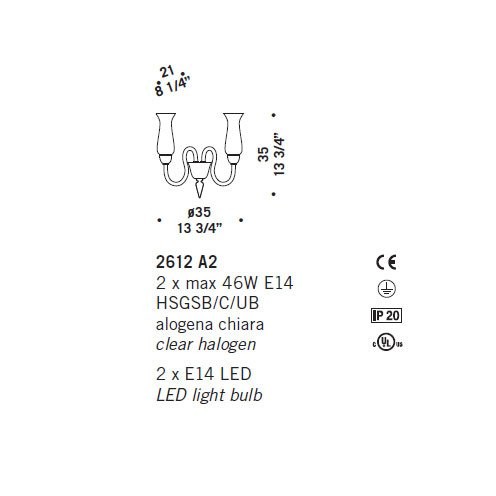 Бра De Majo 2612 A2 026120A02 amber Бра De Majo 2612 A2 026120A02 amber