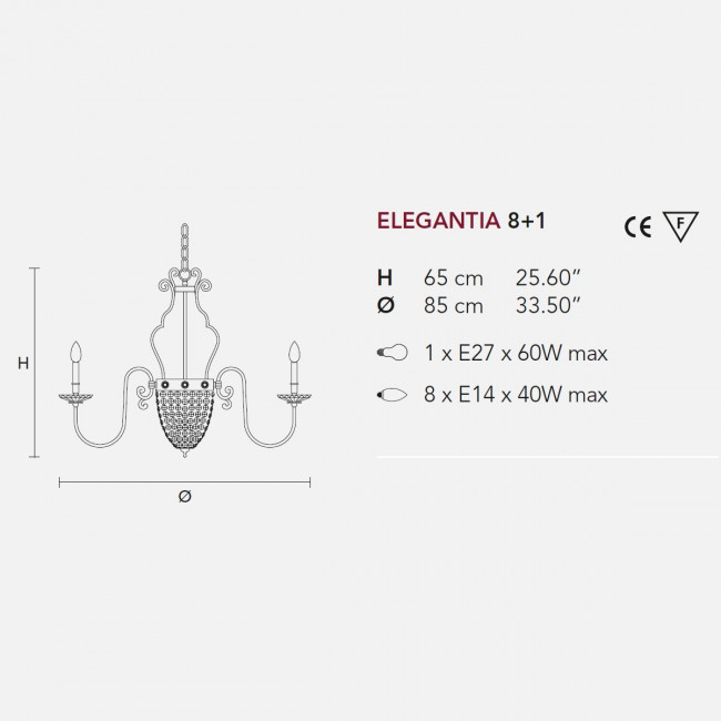 Люстра Masiero Elegantia 8+1 G03-G05 Half cut glass Люстра Masiero Elegantia 8+1 G03-G05 Half cut glass