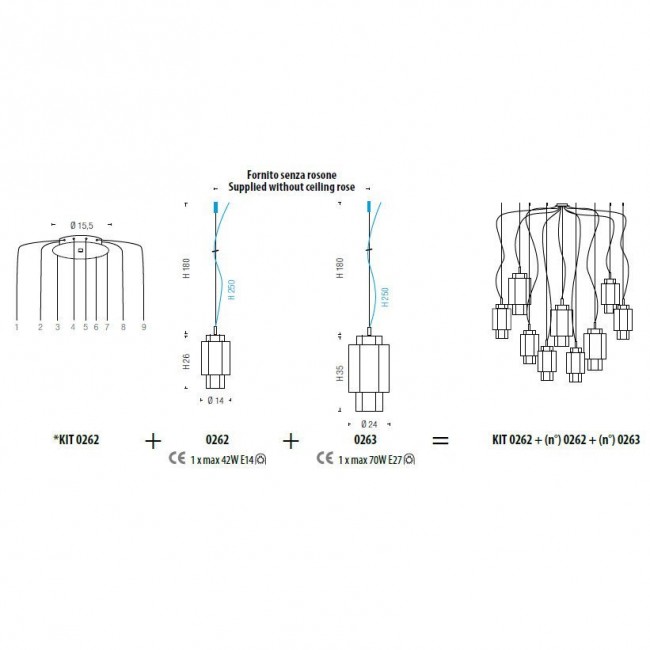Подвесной светильник Sylcom Casa Blanca 0263 GOL + KIT 0262