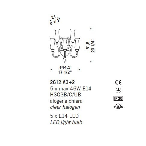 Бра De Majo 2612 A3+2 026120A05 amber