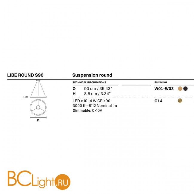 Подвесной светильник Masiero LIBE ROUND S90 G14