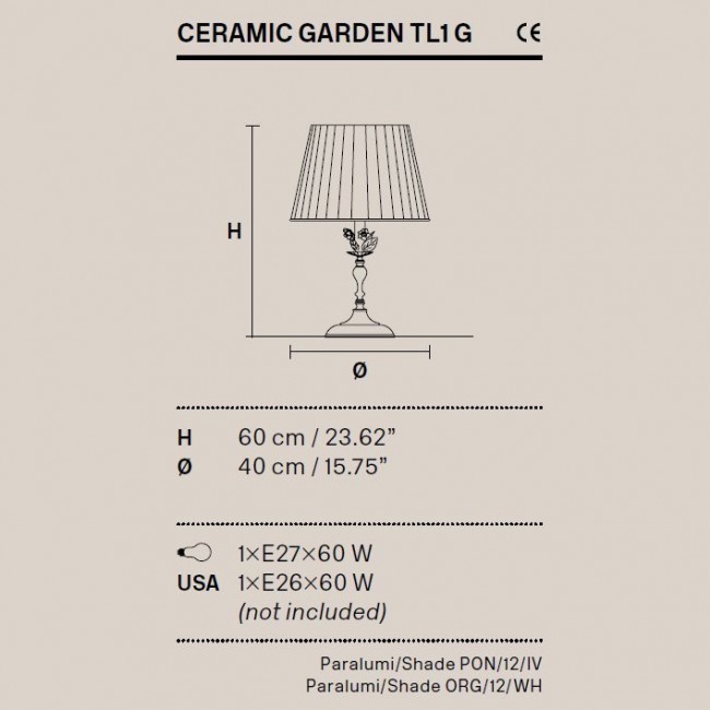Настольная лампа Masiero Ceramic Garden TL1G V13 / PON/40/IV