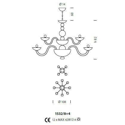 Люстра Sylcom Candiano 1532/8+4 K TOP