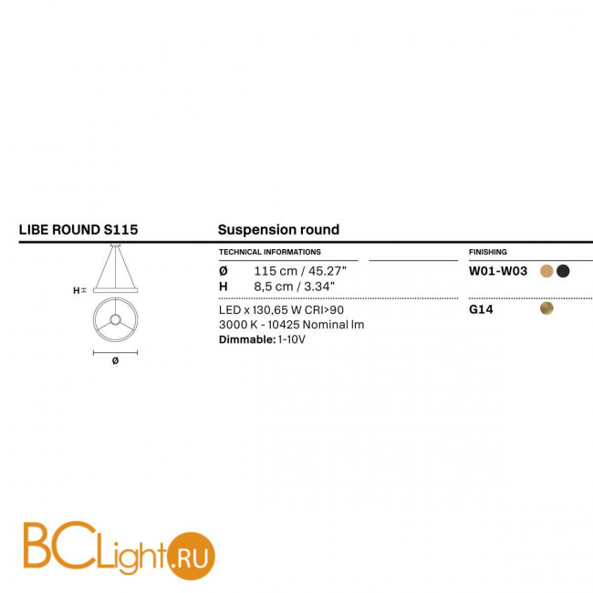 Подвесной светильник Masiero LIBE ROUND S115 G14