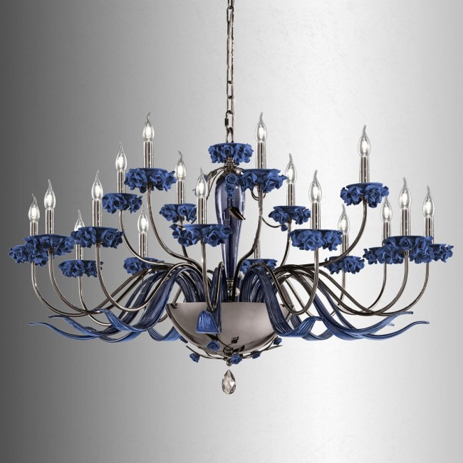 Люстра Euroluce Bora L12+6 Nichel Blue