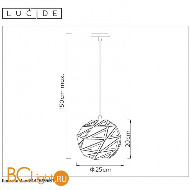 Подвесной светильник Lucide Malunga 21415/25/31 Подвесной светильник Lucide Malunga 21415/25/31