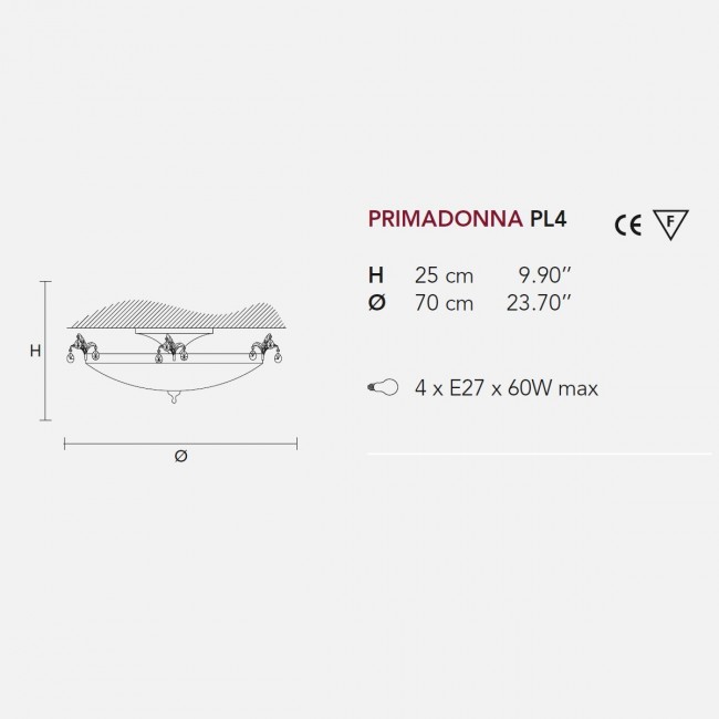 Потолочный светильник Masiero Primadonna PL4 G01 Swarovski elements Потолочный светильник Masiero Primadonna PL4 G01 Swarovski elements
