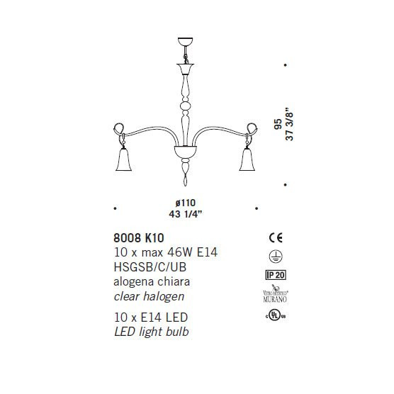 Люстра De Majo 8008 K10 080080K60 red Люстра De Majo 8008 K10 080080K60 red
