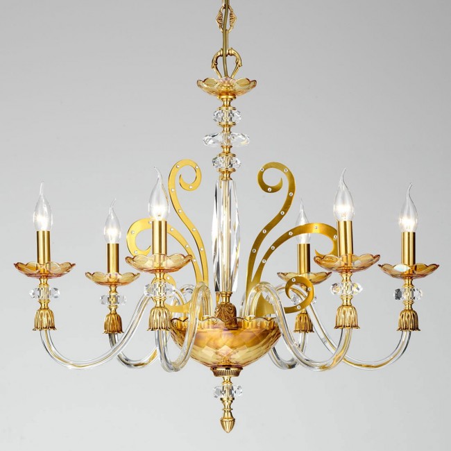 Люстра Euroluce Perseo L6 Gold Amber Люстра Euroluce Perseo L6 Gold Amber