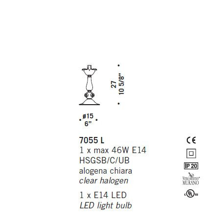 Настольная лампа De Majo 7055 L 070550L00 ruby Настольная лампа De Majo 7055 L 070550L00 ruby