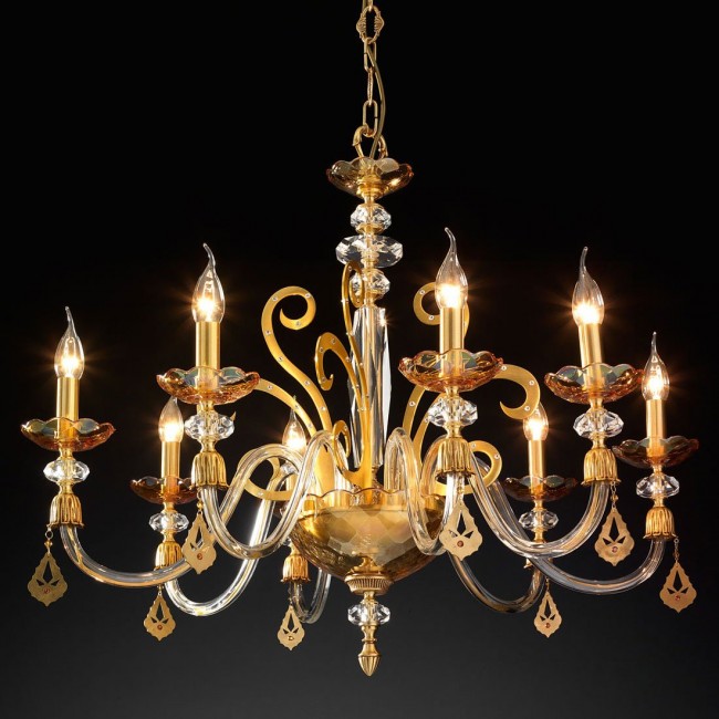 Люстра Euroluce Perseo L8 Gold Amber Люстра Euroluce Perseo L8 Gold Amber